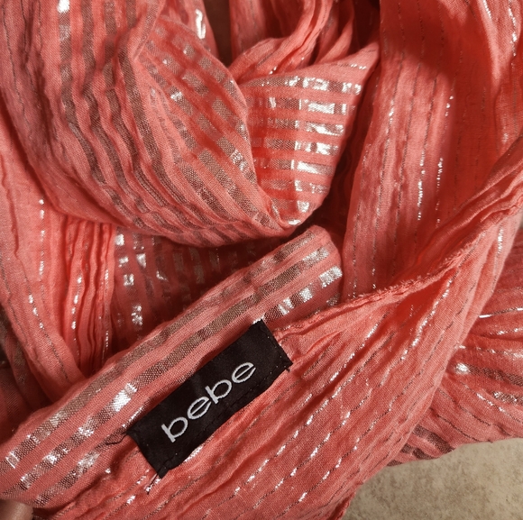 Bebe coral/metallic striped scarf - Picture 3 of 4